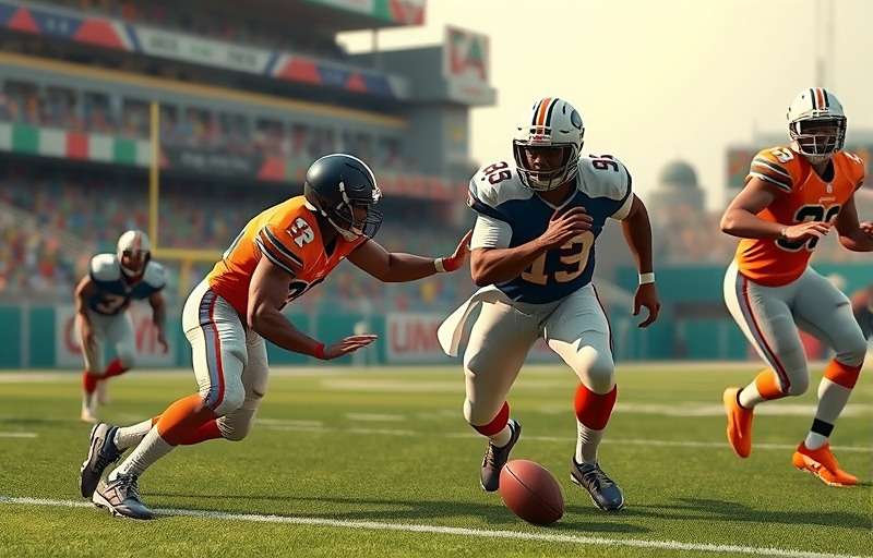 NFL India Dominator gameplay showing Indian players in action with traditional elements