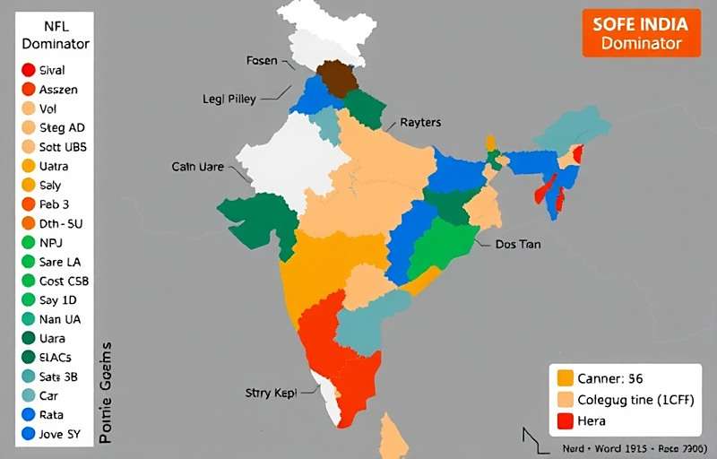 NFL India Dominator regional popularity heat map across Indian states